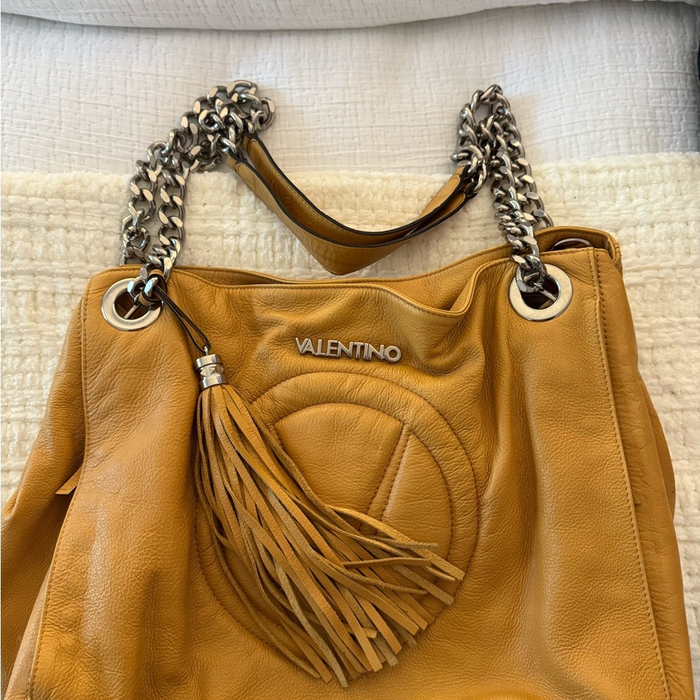 Valentino Tan Leather Tote Bag